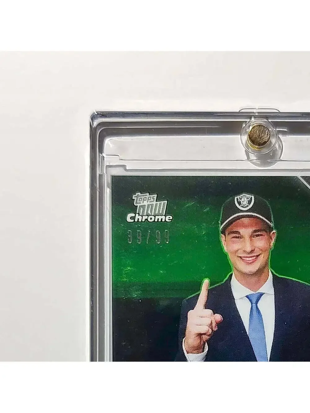 Fernando Mendoza Rookie 2026 Topps Now Draft Night Chrome Green Foil 39/99 Card
